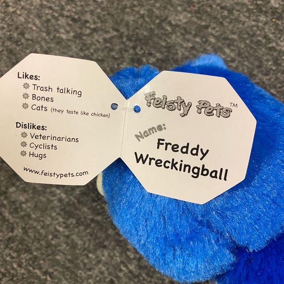NEW Feisty Pets "Freddy Wreckingball" blue plush- fun surprise feature! - Picture 2 of 6